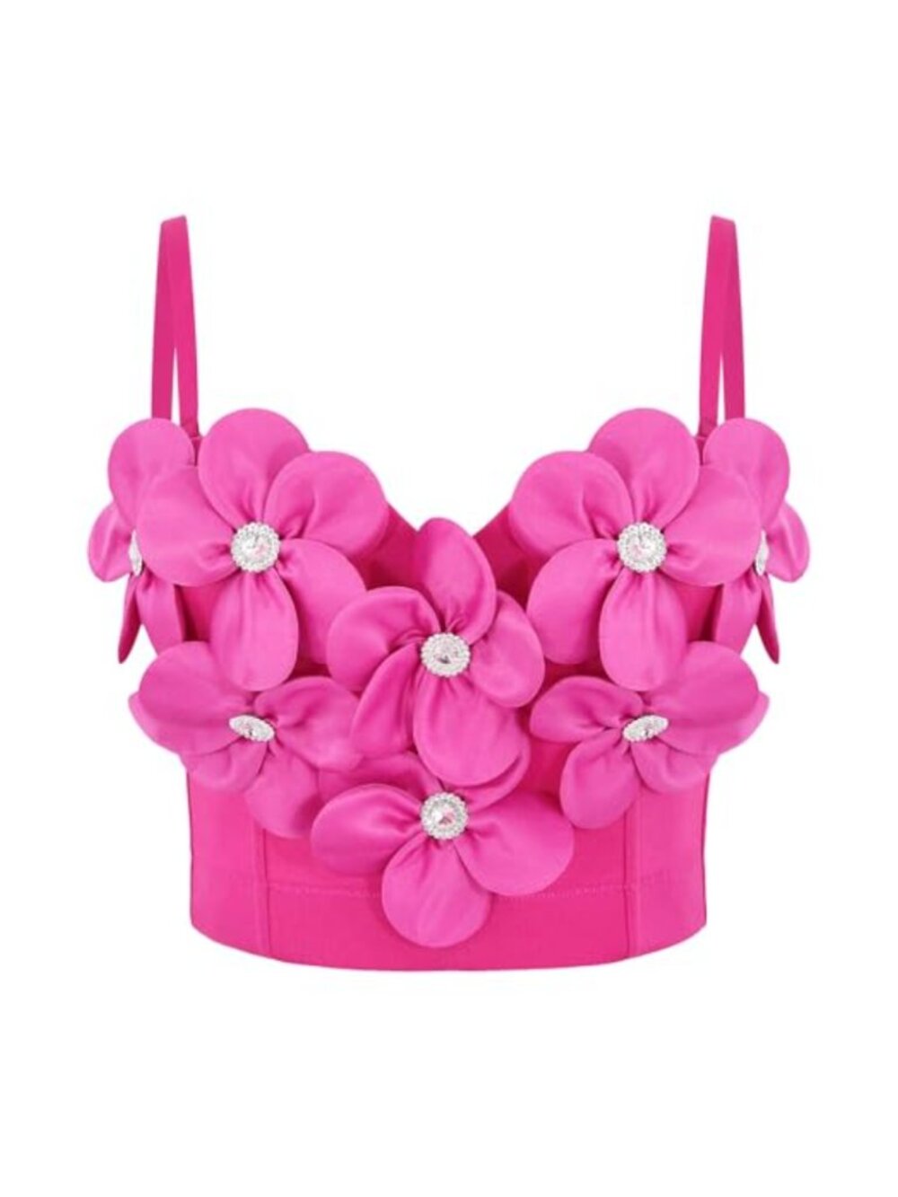 Floral Corset Bustier Push Up Crop Top Spaghetti Strap Satin Tank Top Clubwear
